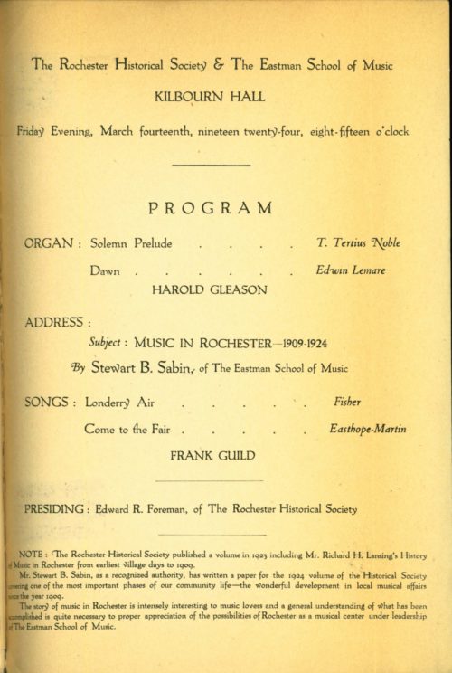 1924 March 14 Rochester Historical Society and the ESM