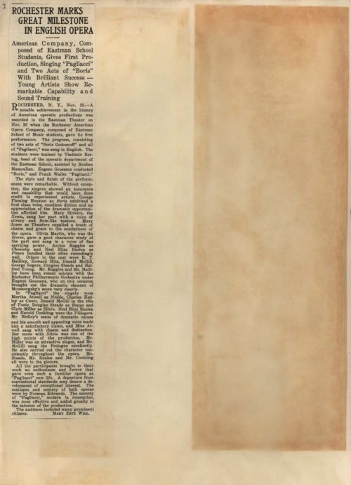 1924 November 9-24 Page 2 Scrapbook Rochester Opera Company full page