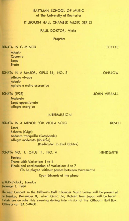 1964 December 1 Paul Doktor, Viola_Page_1