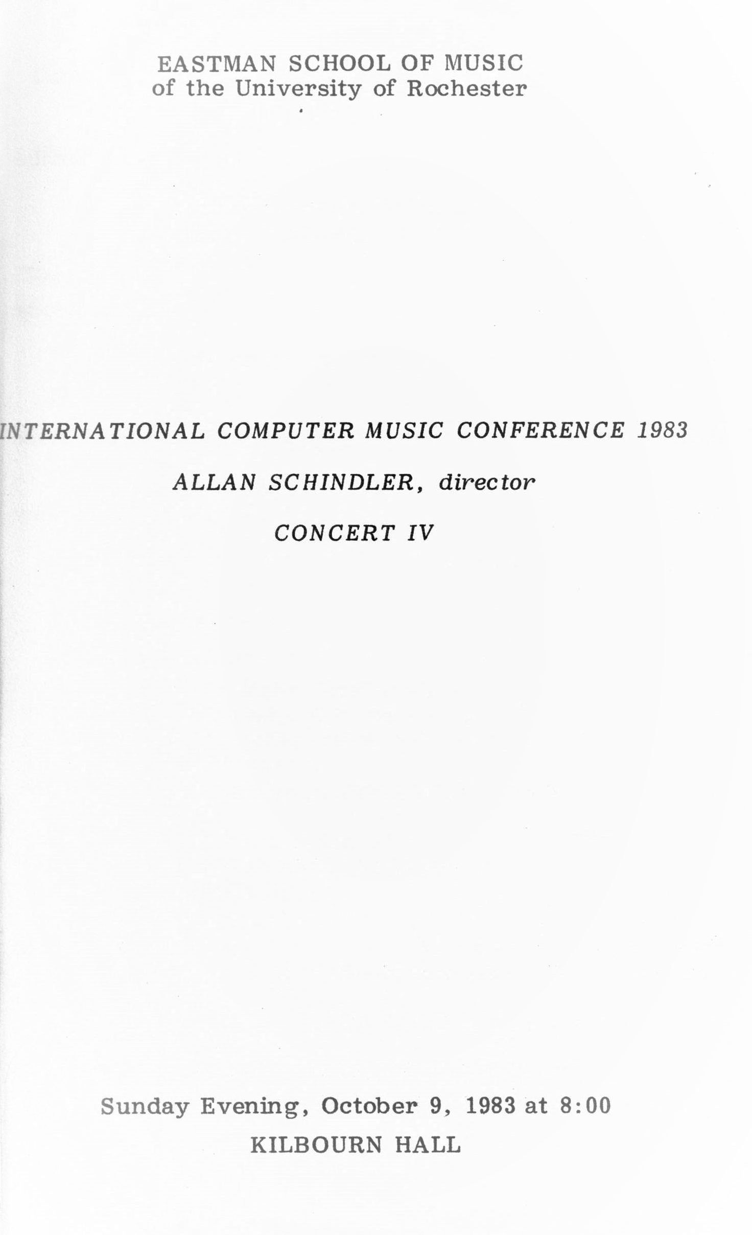 1983 ICMC Concert IV program, page 01