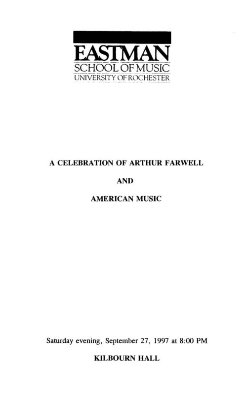 A Celebration of Arthur Farwell and American Music Concert program Page 1