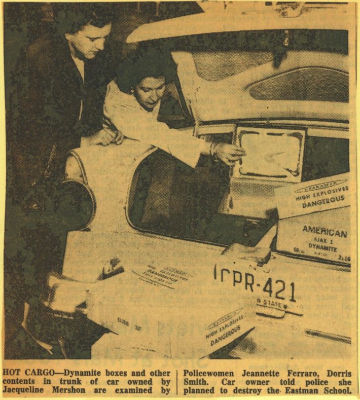 On October 1st, 1960, a plot to dynamite the Eastman School was discovered and thwarted by local law enforcement officials.