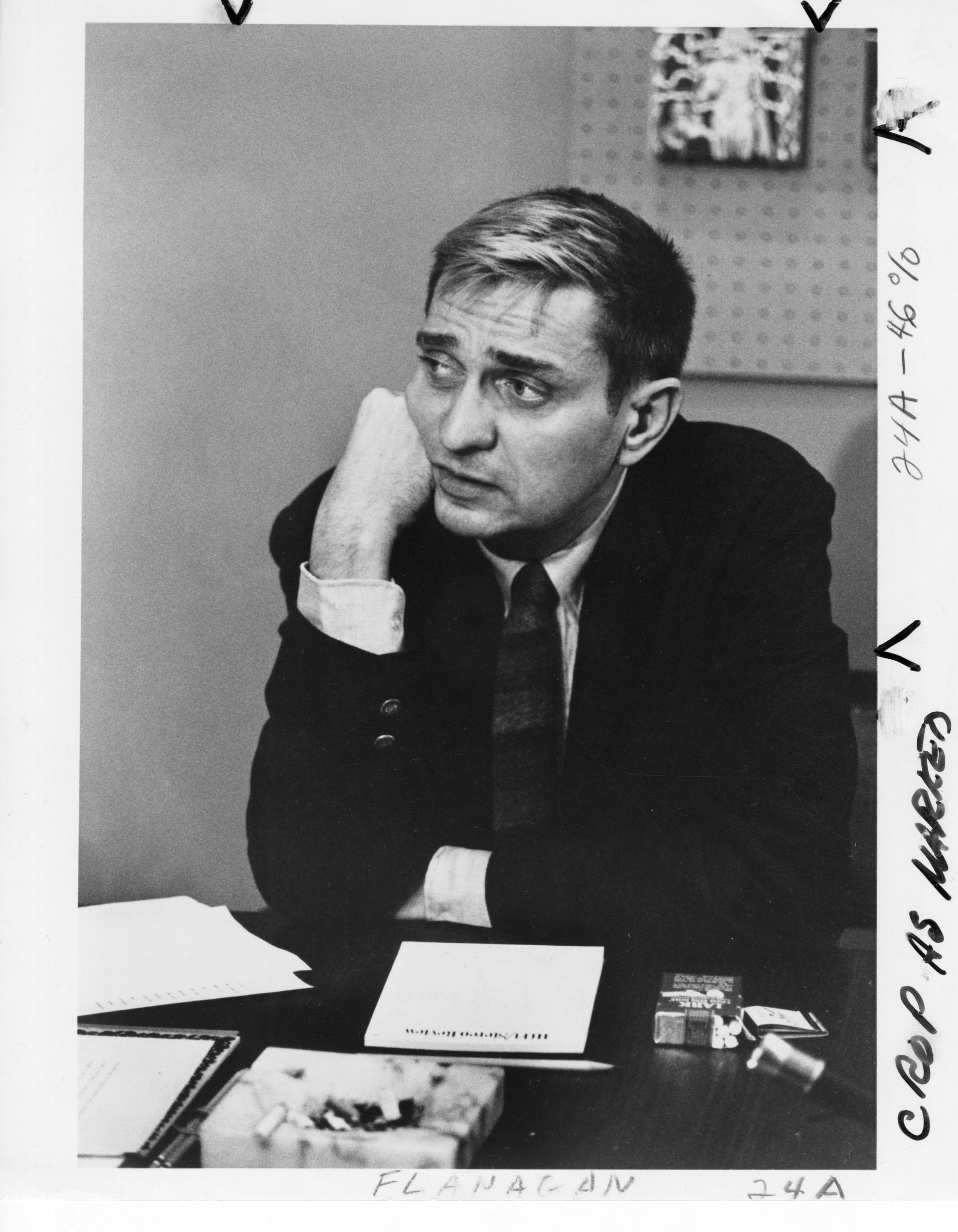 William Flanagan, critic and review for Stereo Review; photo presumably dating from the 1960s. Photo attribution: Stereo Review. Eastman School of Music Photo Archive, 8x10, box 11, sleeve 24.