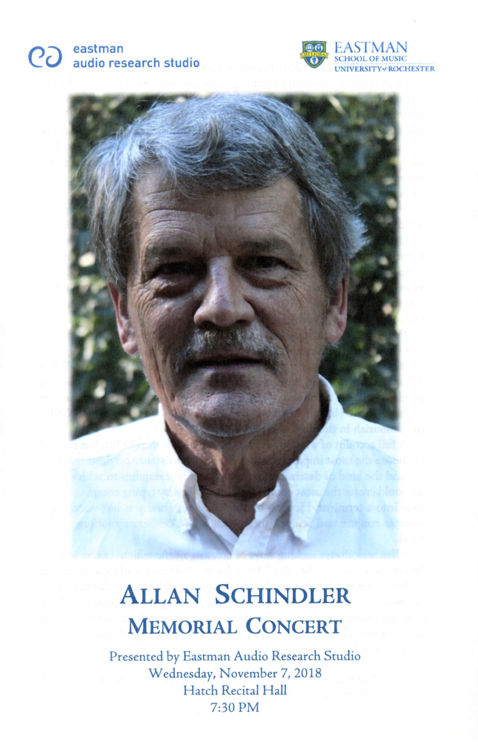 Allan Schindler memorial concert program