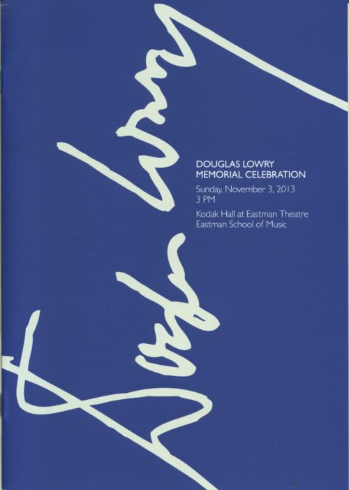 Douglas Lowry Memorial Celebration front cover page 1