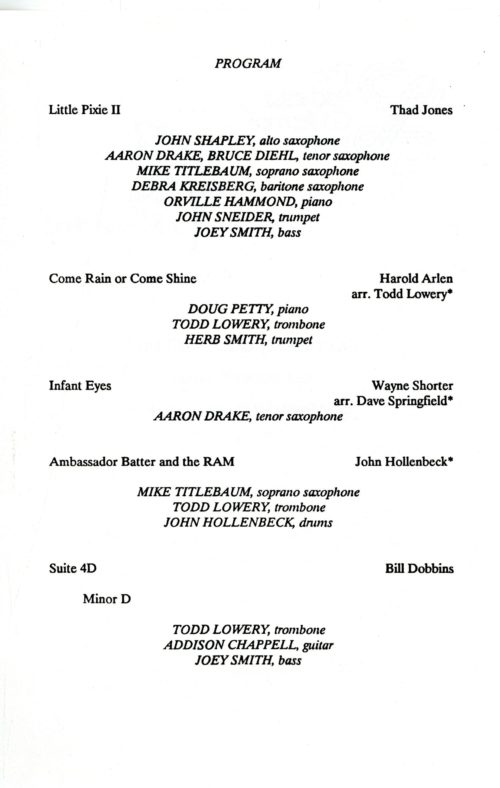 Eastman Jazz Ensemble 20 January 1990 page 2