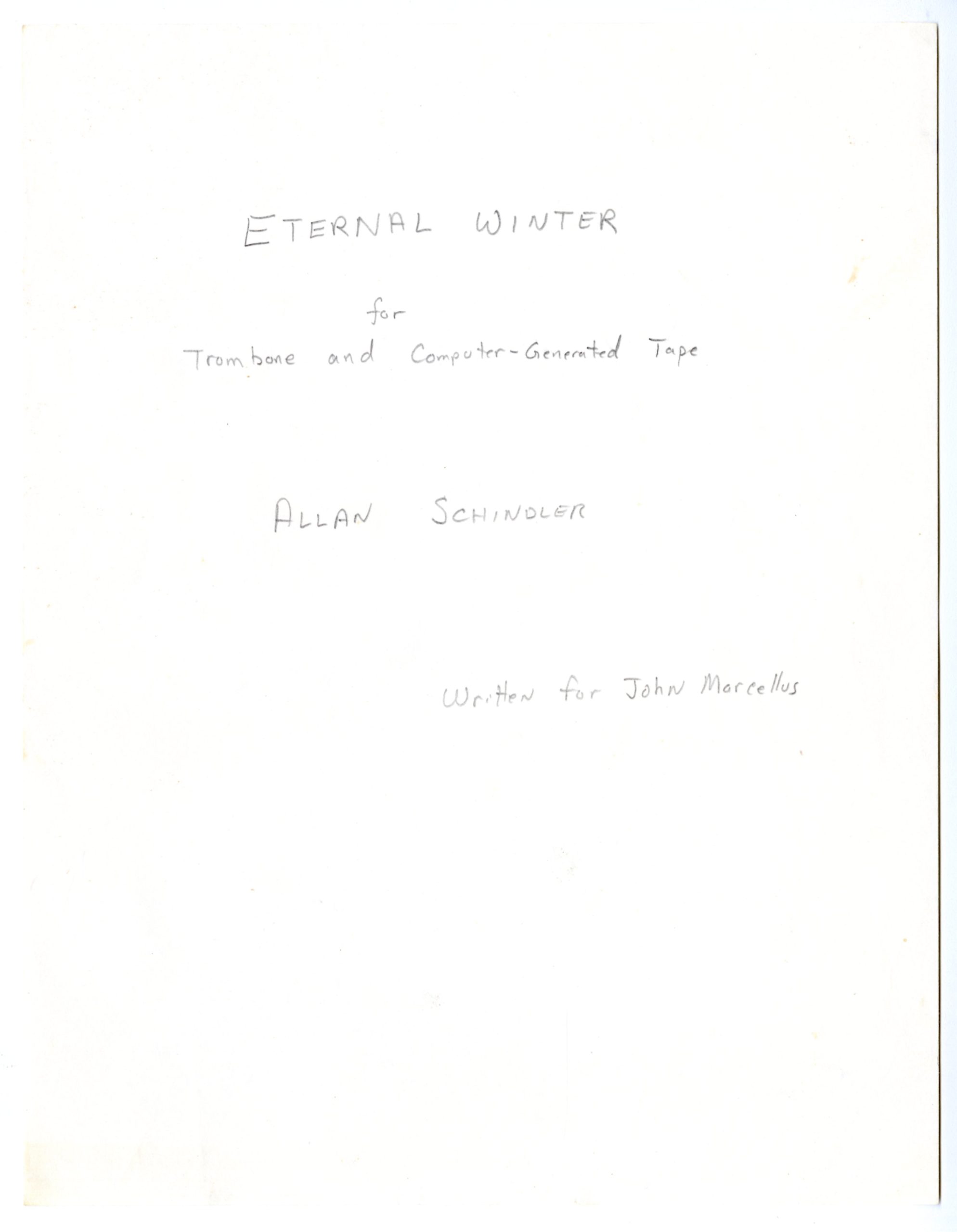 Eternal winter, pencil title page