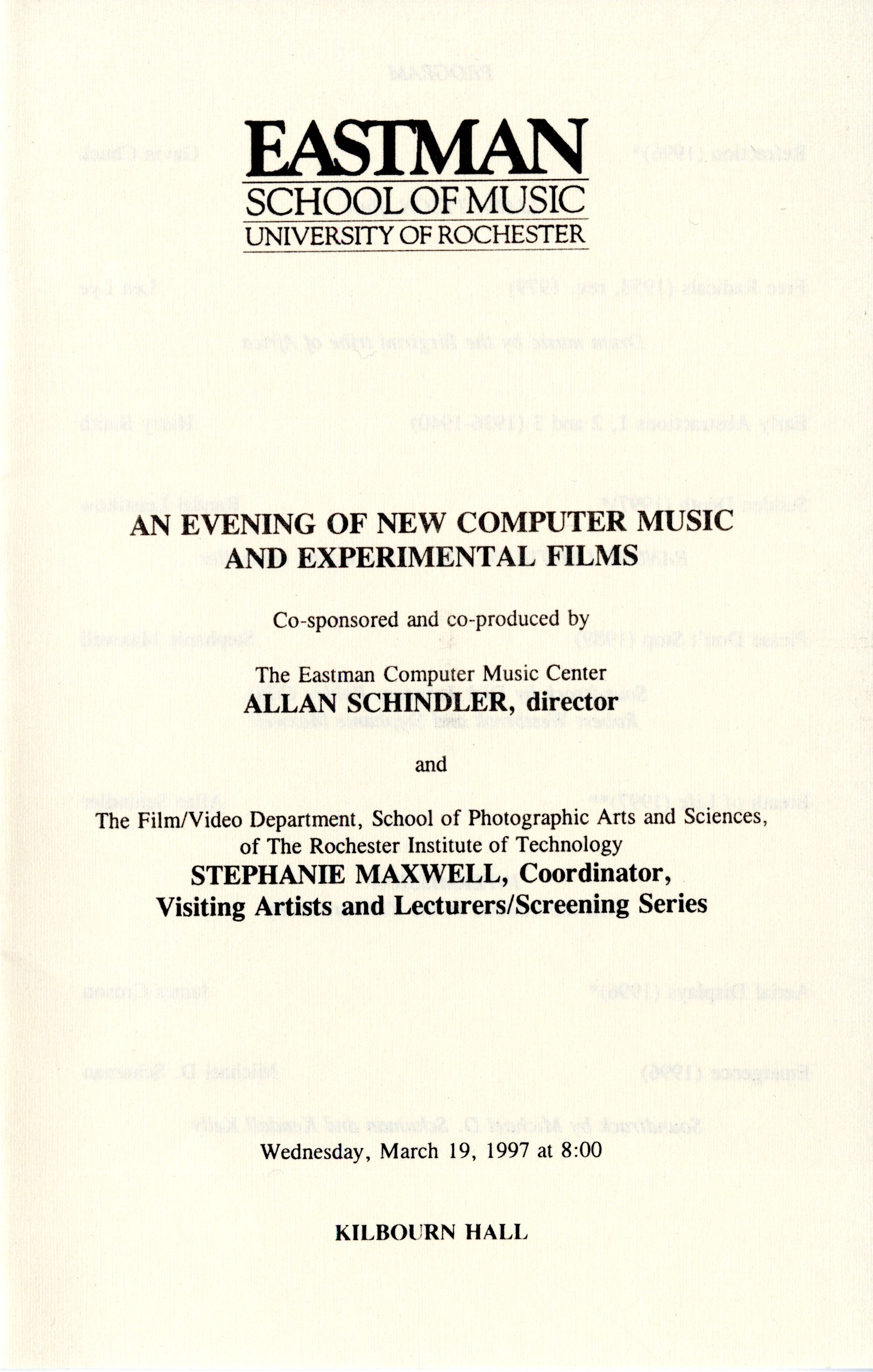 Evening of Computer Music and Films, concert program, page 01