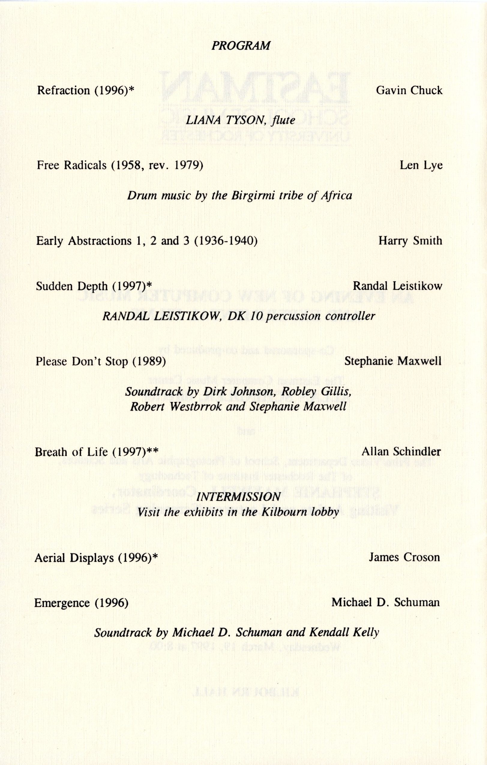 Evening of Computer Music and Films, concert program, page 02