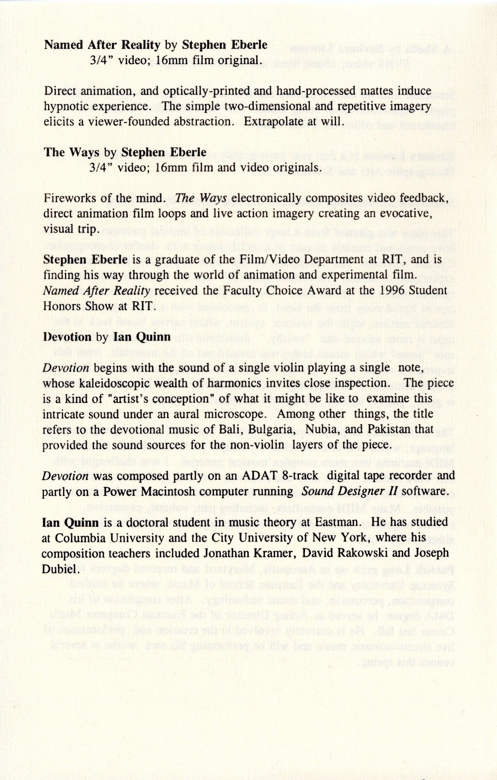 Evening of Computer Music and Films, concert program, page 10