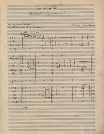 First page of music Grohg manuscript Aaron Copland