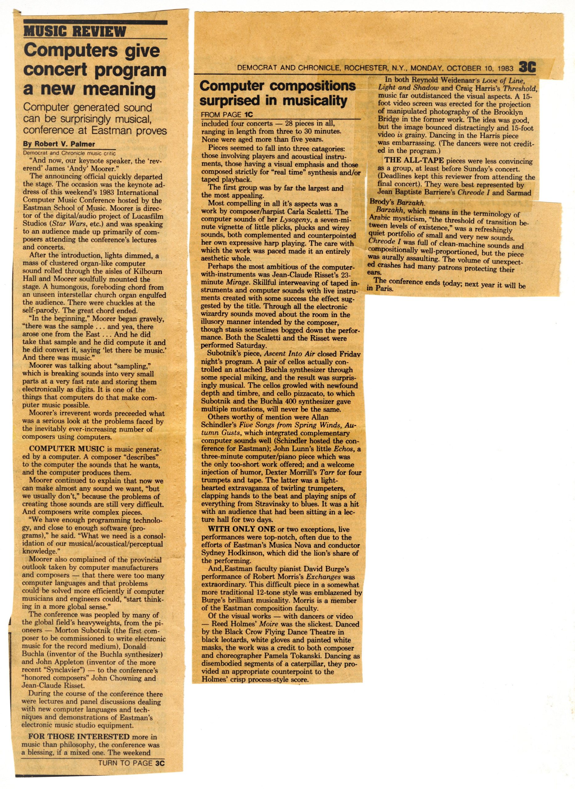 Newspaper article on 1983 ICMC