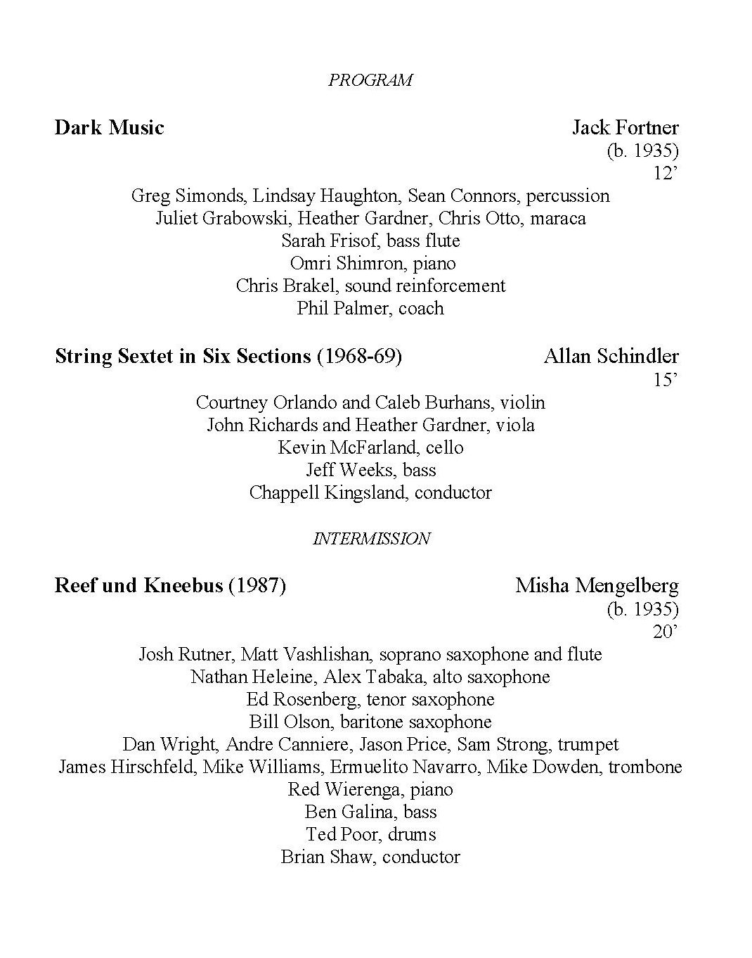 OSSIA concert program (March 21, 2003), page 2