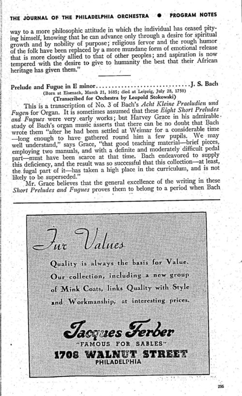 Printed program Philadelphia Orchestra December 10 and 11, 1937 page 6