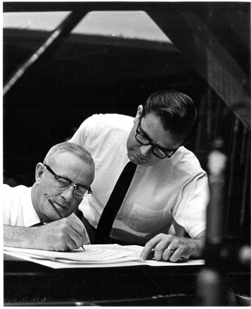 Jack End with Donald Hunsberger during the Eastman School’s annual Arrangers’ Institute, July, 1967. Photo by Louis Ouzer.
