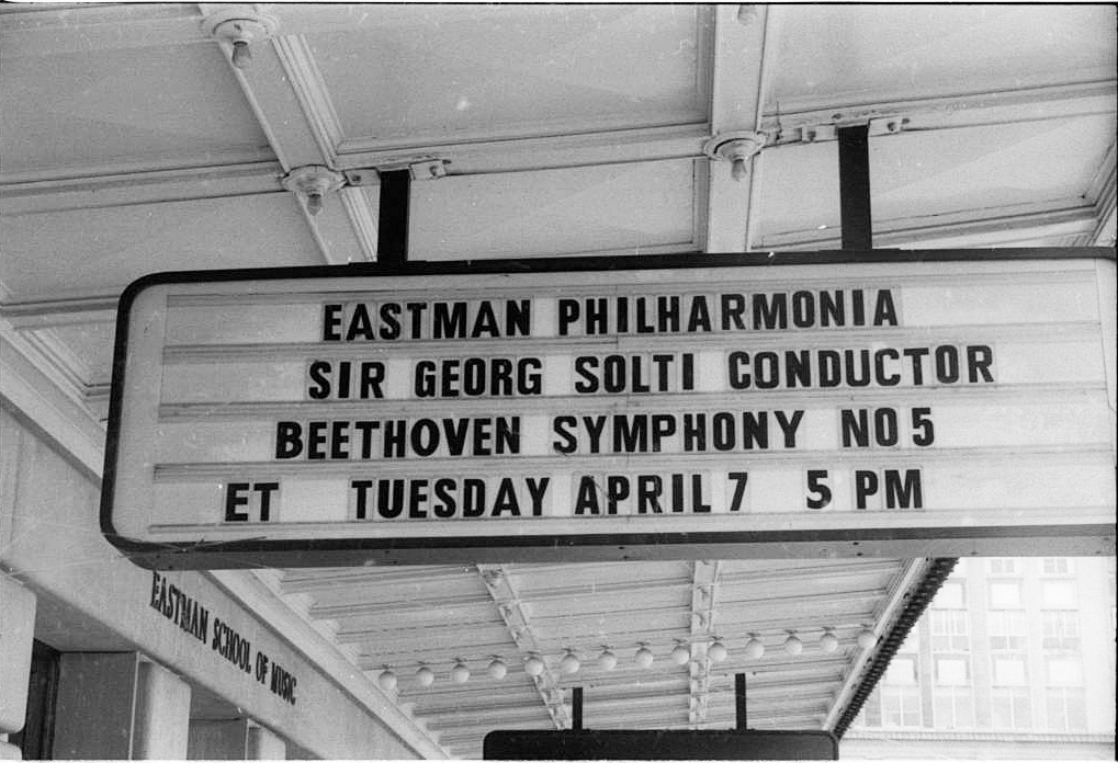 April 3rd- 8th: Sir Georg Solti conducts the Eastman Philharmonia