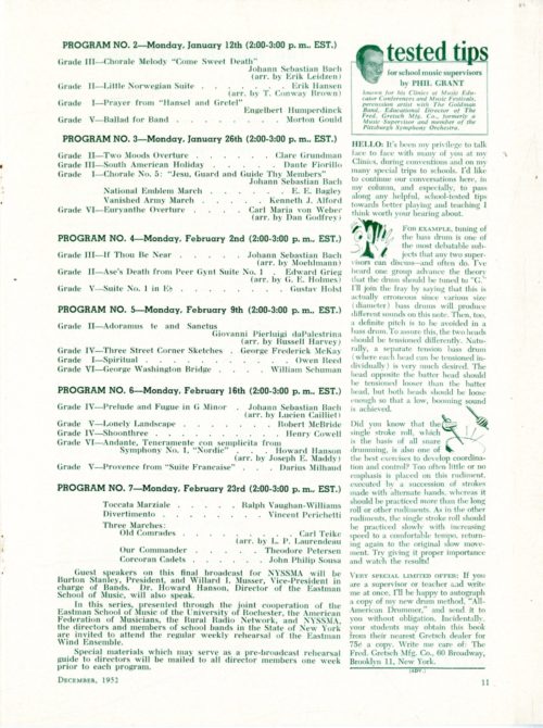 The School Music News, December 1952, pages 10 and 11.