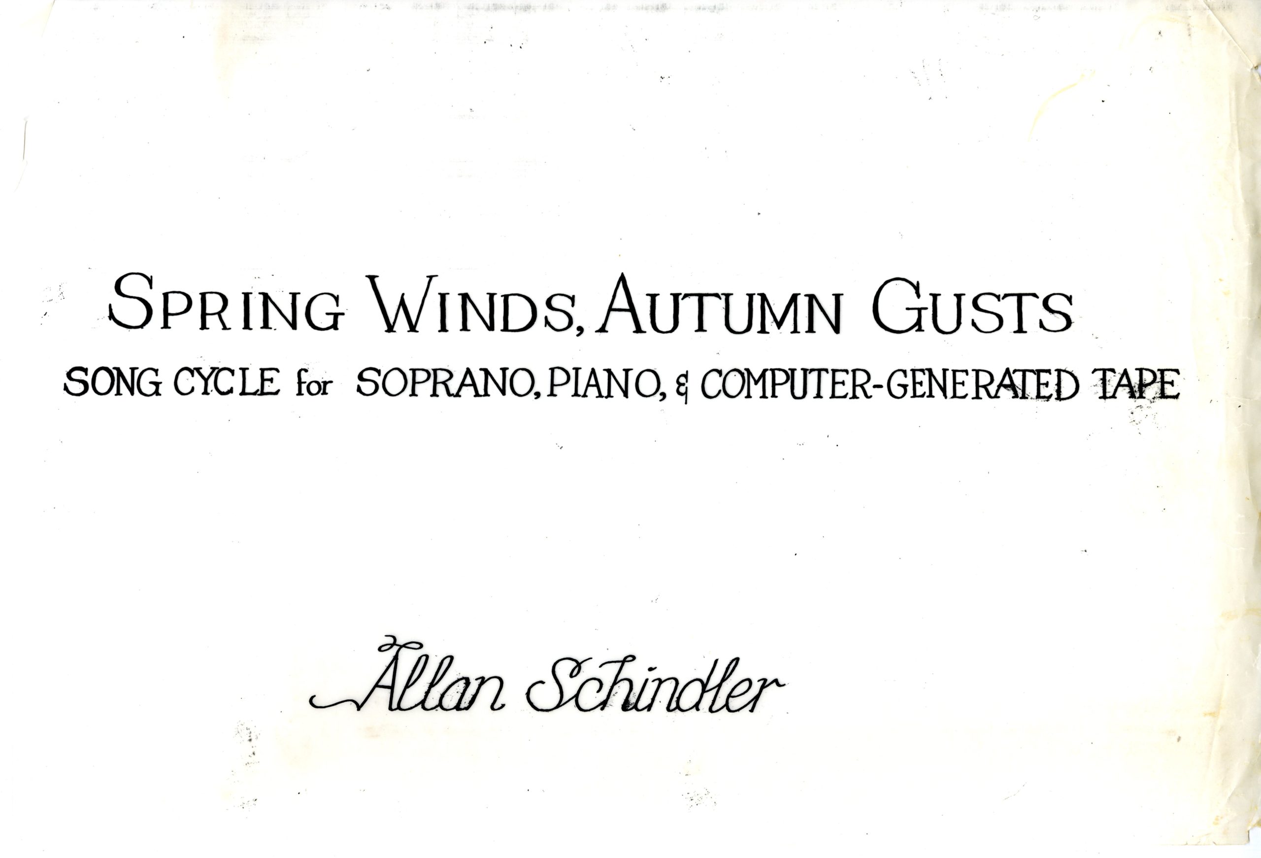 Spring Winds, ink score, title page