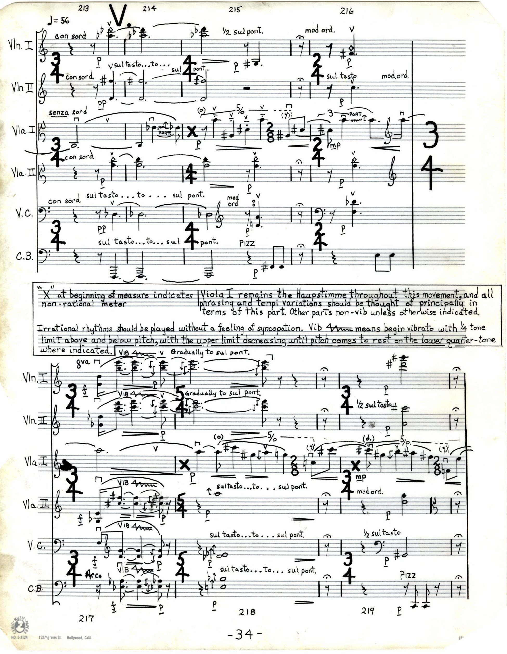 String Sextet, ink score, page 34