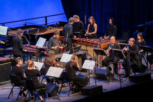 Ensemble Signal performs Steve Reich's Music for 18 Musicians (1974-76) hosted by John Schaefer for New Sounds Live at the Winter Garden, presented by Arts Brookfield, on October 15, 2019. Credit: Stephanie Berger.